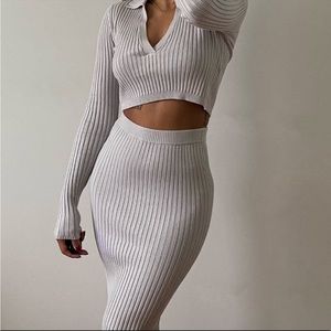 437 Gaia skirt and polo set gray